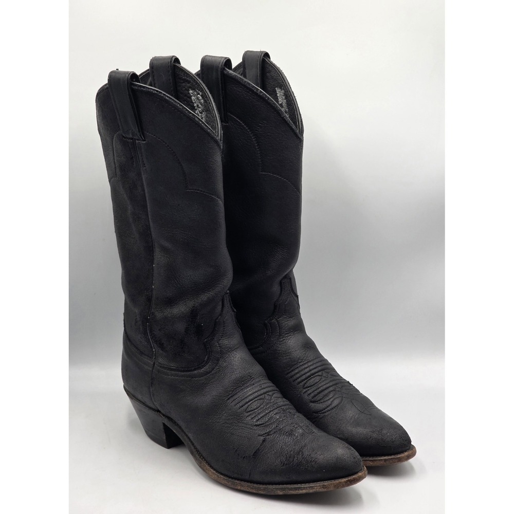 Justin Vintage 1993 Cowboy Boots Style 4715 Womens 8B Black Leather